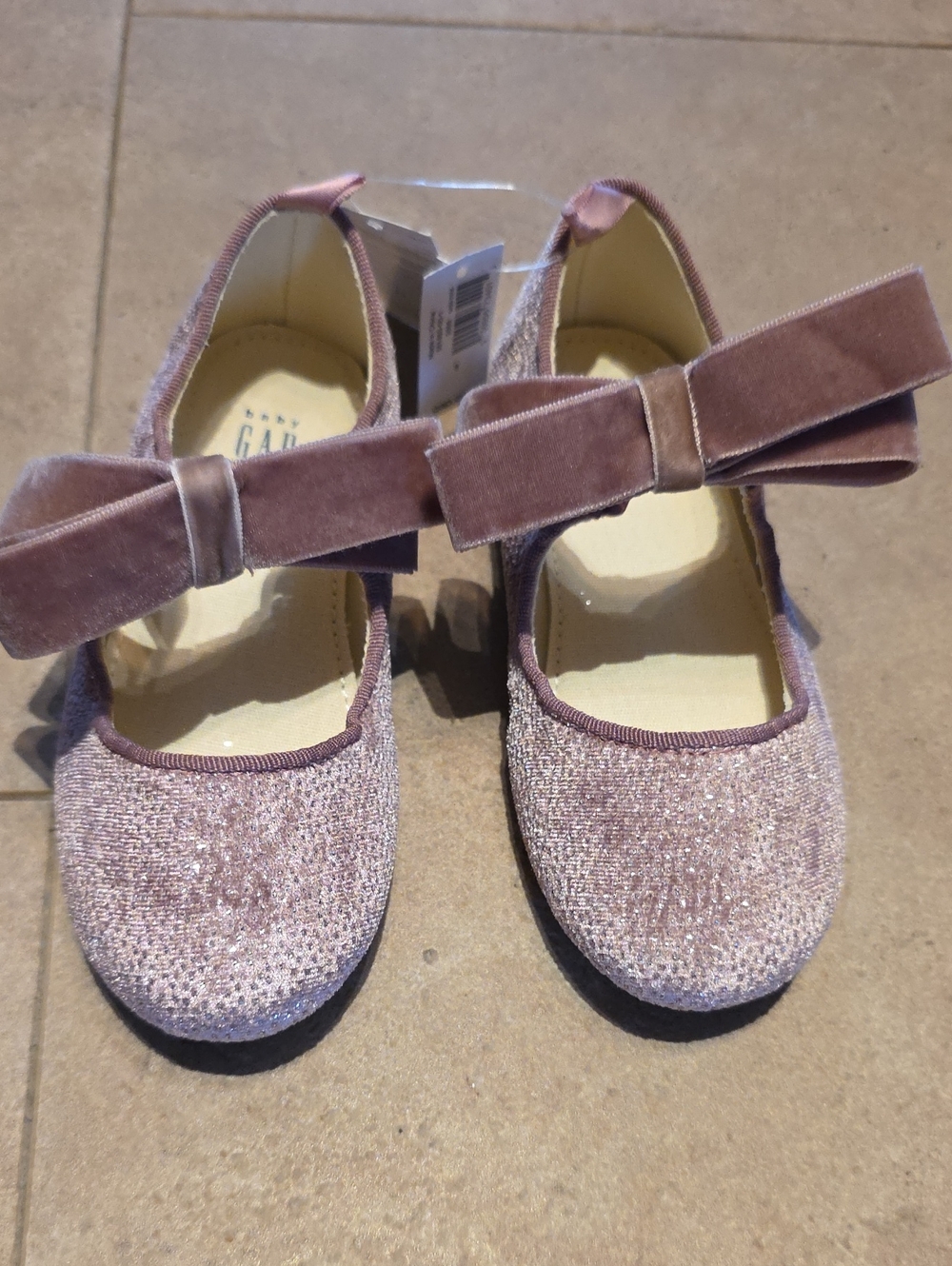 GAP Girls' Sparkle Bow Mary Janes - Mauve Pink. Size 9 Toddler